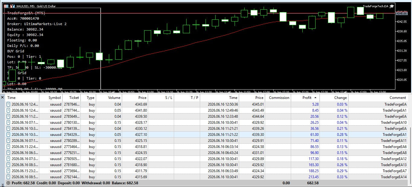 TradeForge XAUUSD Gold Scalper ( Lifetime License Key )